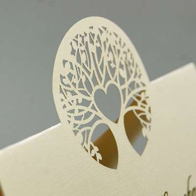 EinsSein 50 Segnaposto A Cuore Oro Con Albero Della Vita, Per Matrimonio, Battesimo, Comunione, Feste